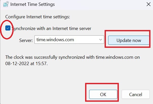 Update Internet Time Settings 2
