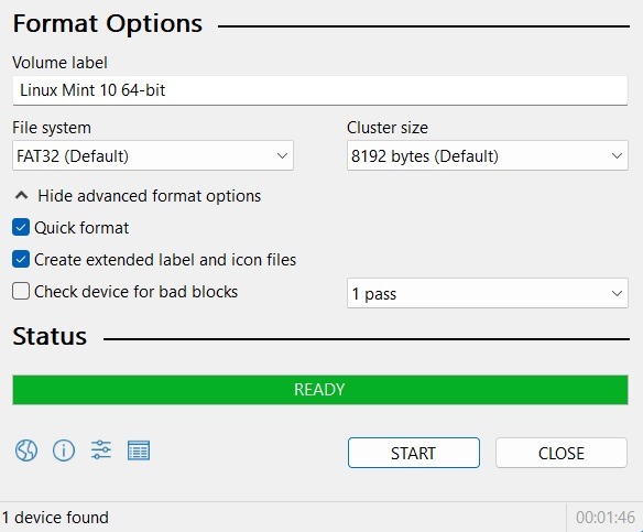 Use Rufus Create Bootable Usb Completion Status Ready