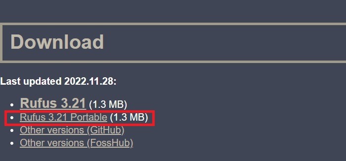Use Rufus Create Bootable Usb Download Links