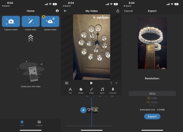 WeVideo app interface overview.