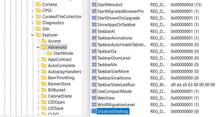 Windows Registry Hacks Advanced Disallow Shaking