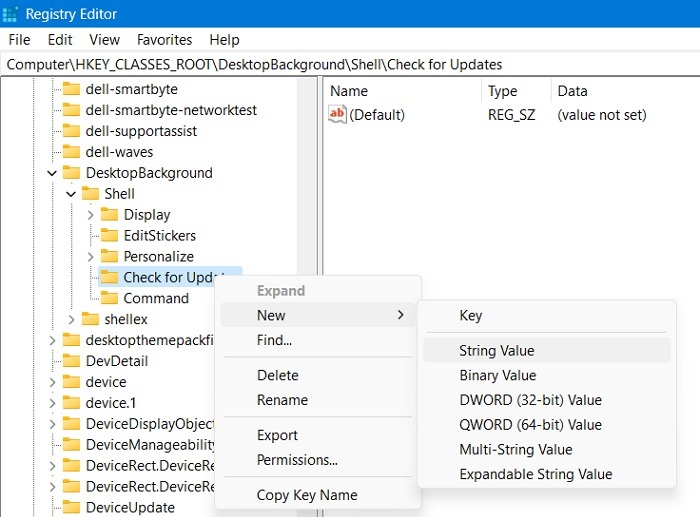 Windows Registry Hacks Check For Updates New String Value
