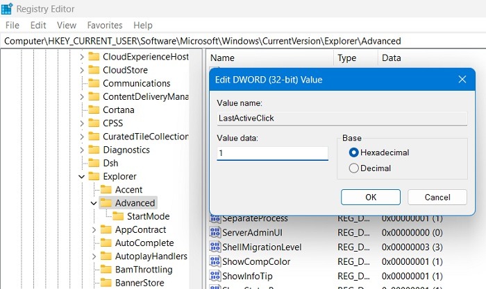 Windows Registry Hacks Classic Explorer Advanced Lastactiveclick
