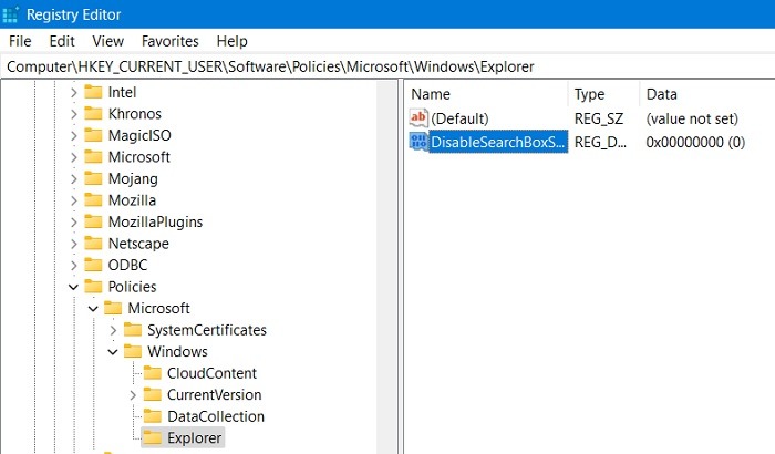 Windows Registry Hacks Disablesearchboxsuggestions