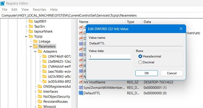 Windows Registry Hacks Internet Speeds Tcpip Values