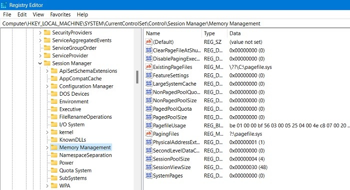 Windows Registry Hacks Memory Management Window