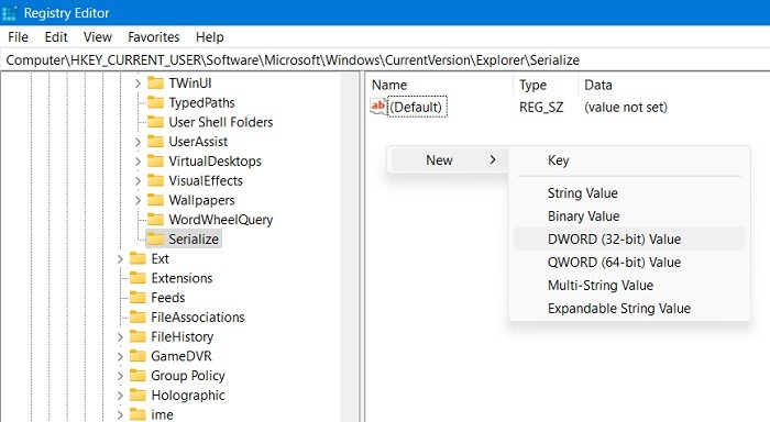 Windows Registry Hacks Serialize New Dword