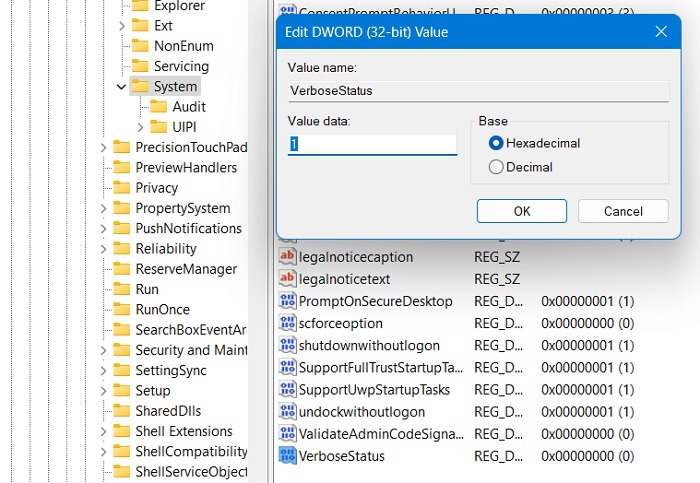 Windows Registry Hacks Verbosestatus Windows Registry Hacks Verbosestatus Value Edit 1