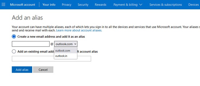 Add An Email Alias For Using The Email To Onenote Service