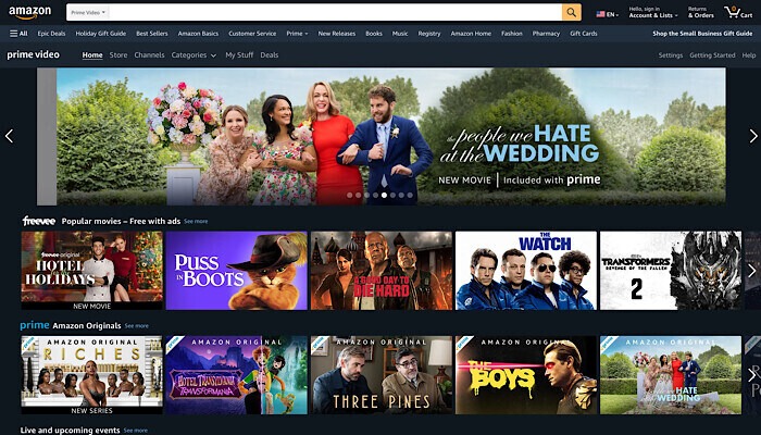Amazon Prime Video Homepage
