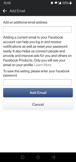 Change Facebook Primary Email Mobile Add New