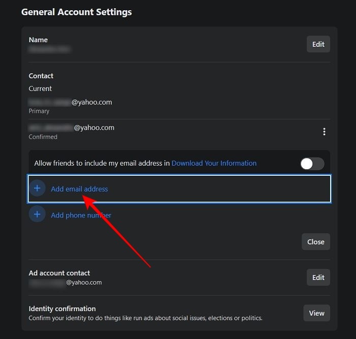 Change Facebook Primary Email Pc Add New Email