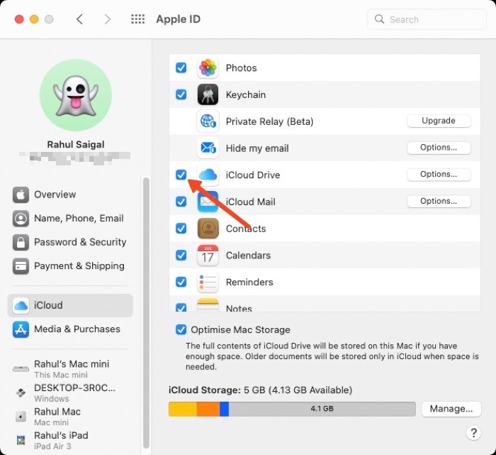 Check Icloud Drive Option Again