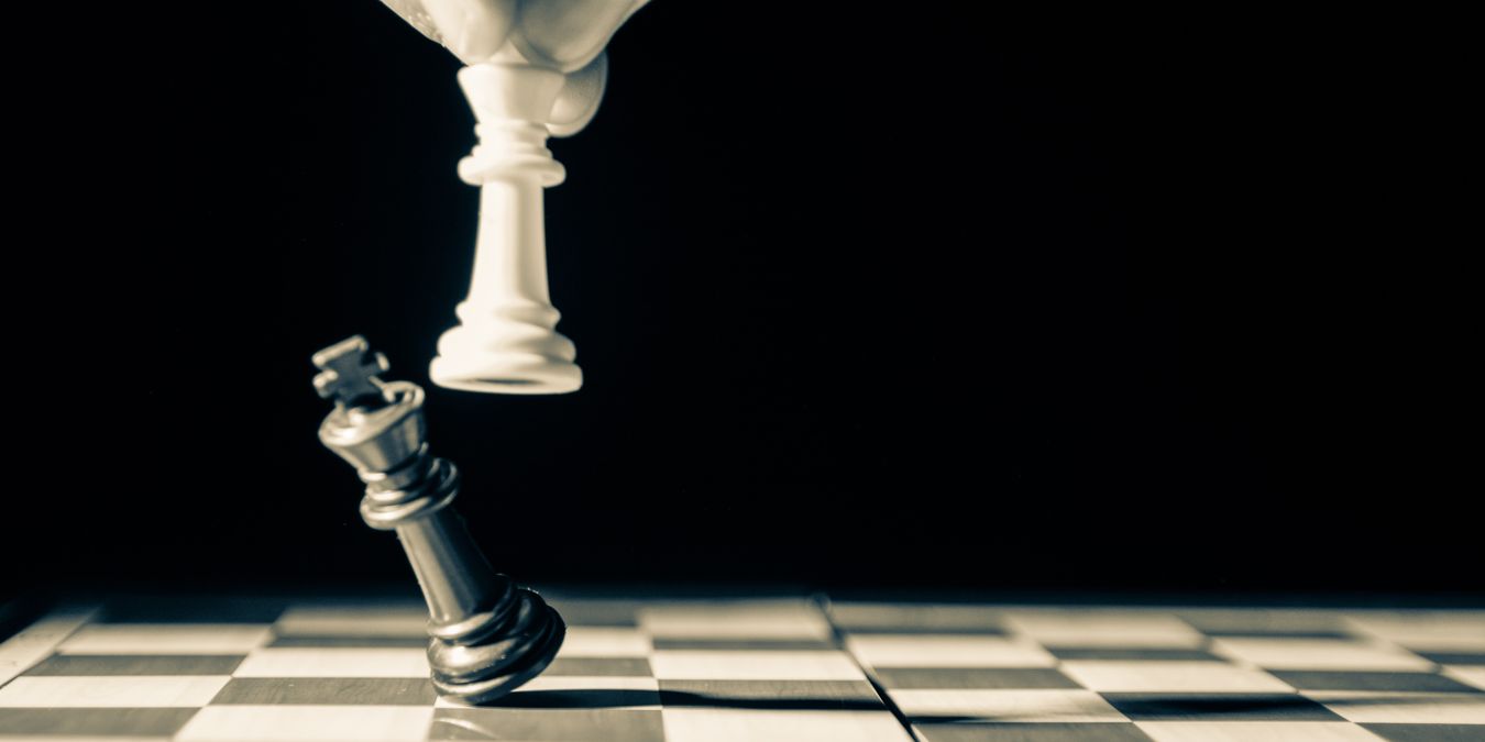 Chess Board King White Capturing King Black Stock Image Feature Image