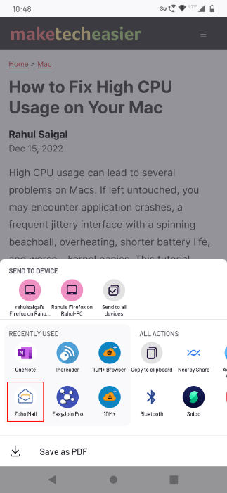 Choose Your Email App From The Mobile Browser