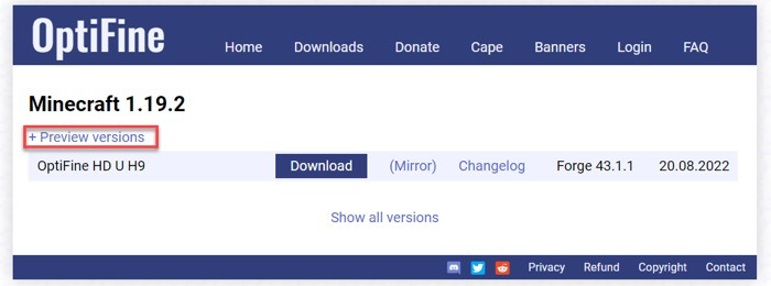 Click On Preview Options
