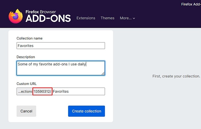 add a collection name and description