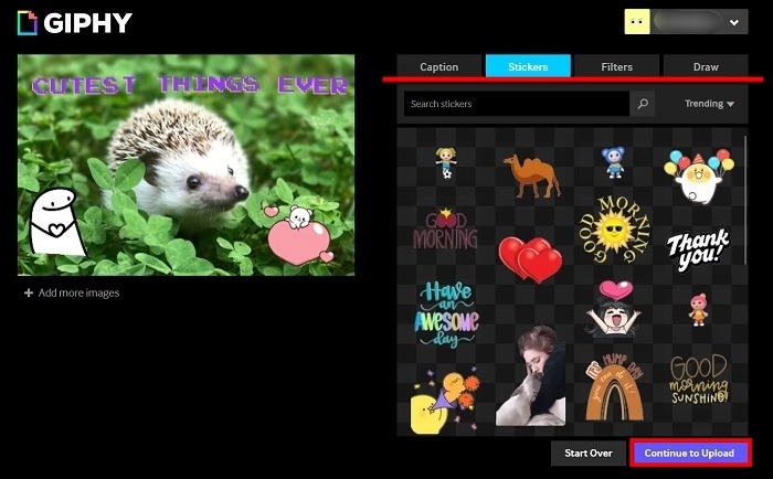 Create Gif Giphy Website Add Stickers Customizations