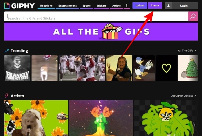 Create Gif Web Giphy Create Button