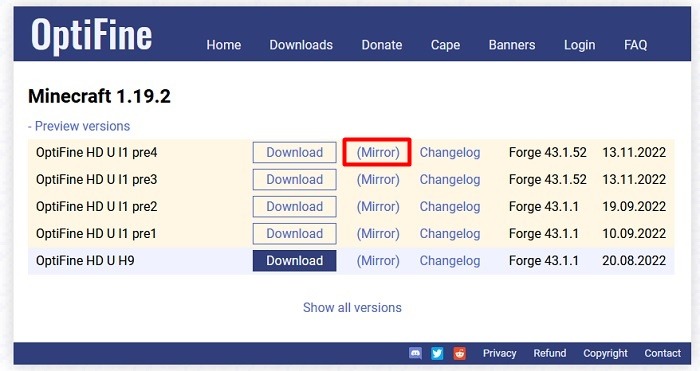 Get Optifine Recent Build