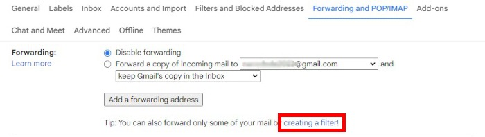 Gmail Web Settings Forwarding Create A Filter