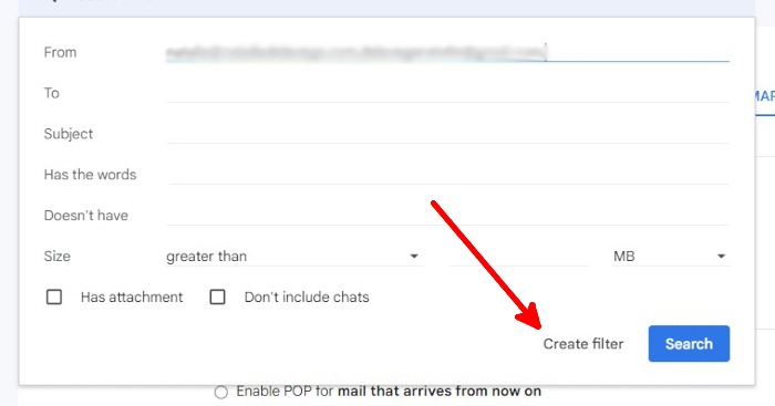 Gmail Web Settings Forwarding Filters Sample