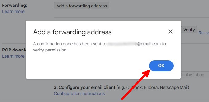 Gmail Web Settings Forwarding Verification