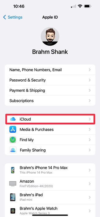 Iphone Icloud Menu