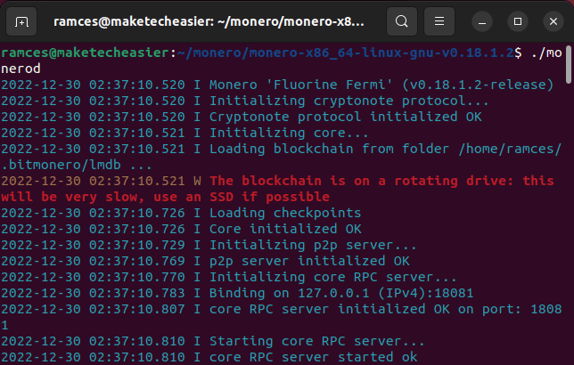 Monero Node Tor Linux Node Running