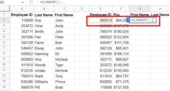 Most Useful Google Sheets Formulas Vlookup Cell2