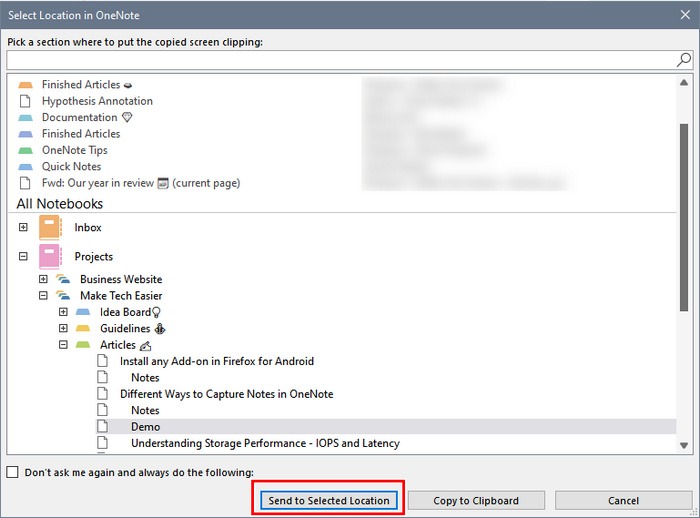 Select The Location In Your Notebook To Save Screenshot