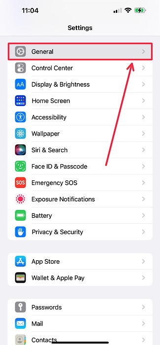 Settings App General Menu Iphone
