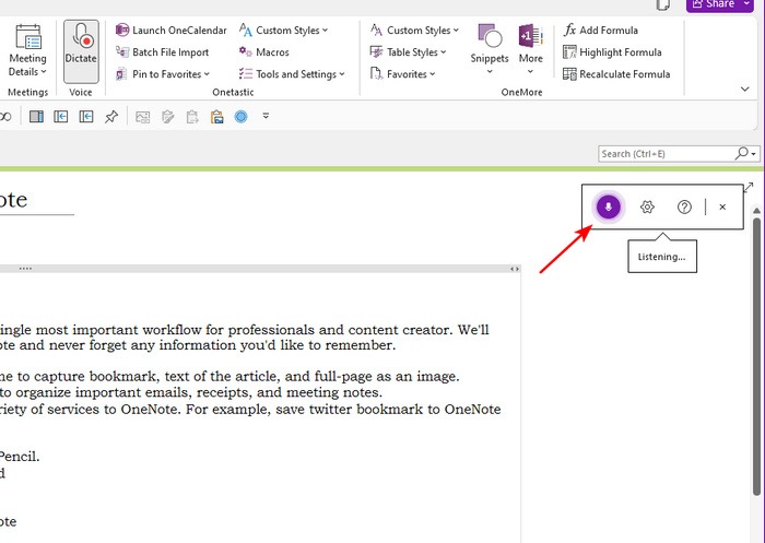 Wait Or Click The Microphone Button To Start Recording Onenote