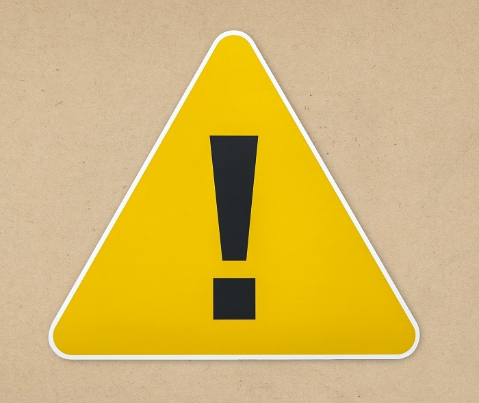 yellow triangle warning sign icon isolated