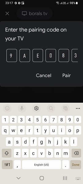 Android Phone Tv Remote Control Googletv Enter Pairing Code On Phone