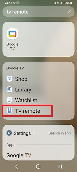 Android Phone Tv Remote Control Googletv Tv Remote Selected