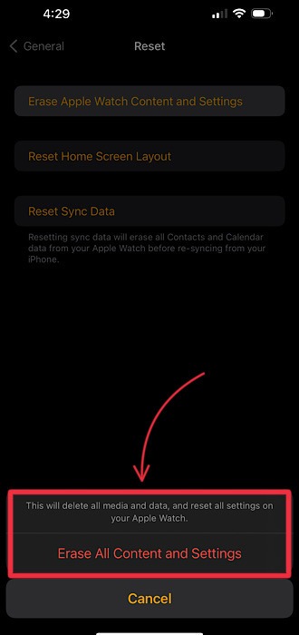 Apple Watch Erase Confirm