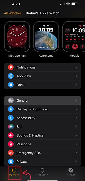 Apple Watch My Watch Tab