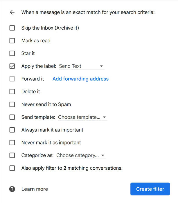 Automate Gmail 2 Filter Send Text