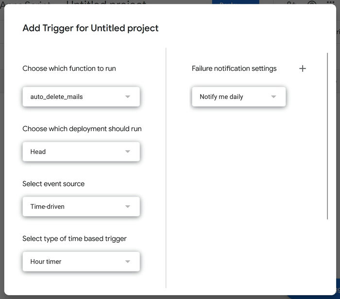 Automate Gmail Add Trigger