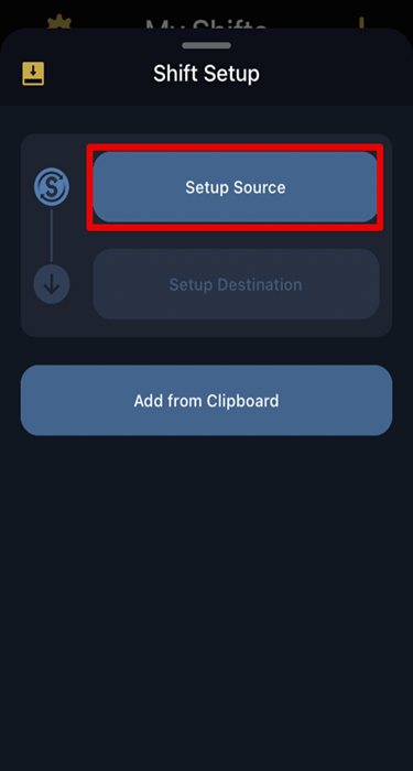 Click Setup Source
