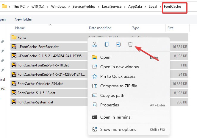 FontCache files are being deleted.