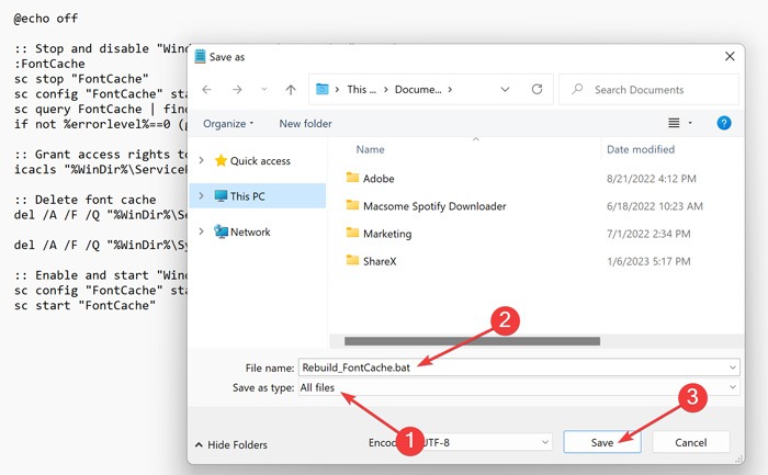 Naming file in Notepad.