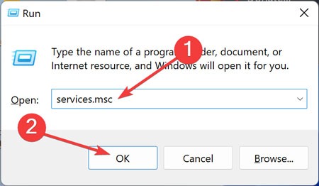 Executing "services.msc" in Run window.