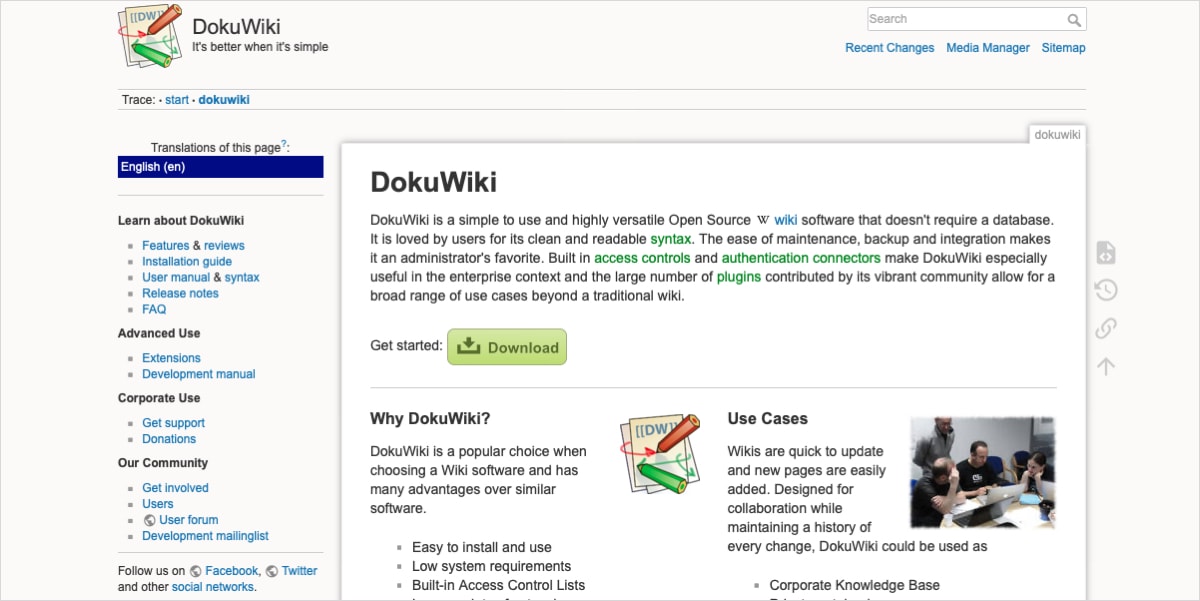 DocuWiki main page