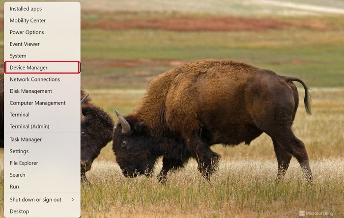 Go to "Device Manager" from Windows Start.