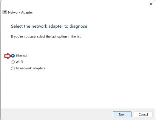 Ethernet Connection Not Working Ethernet Select Adpater
