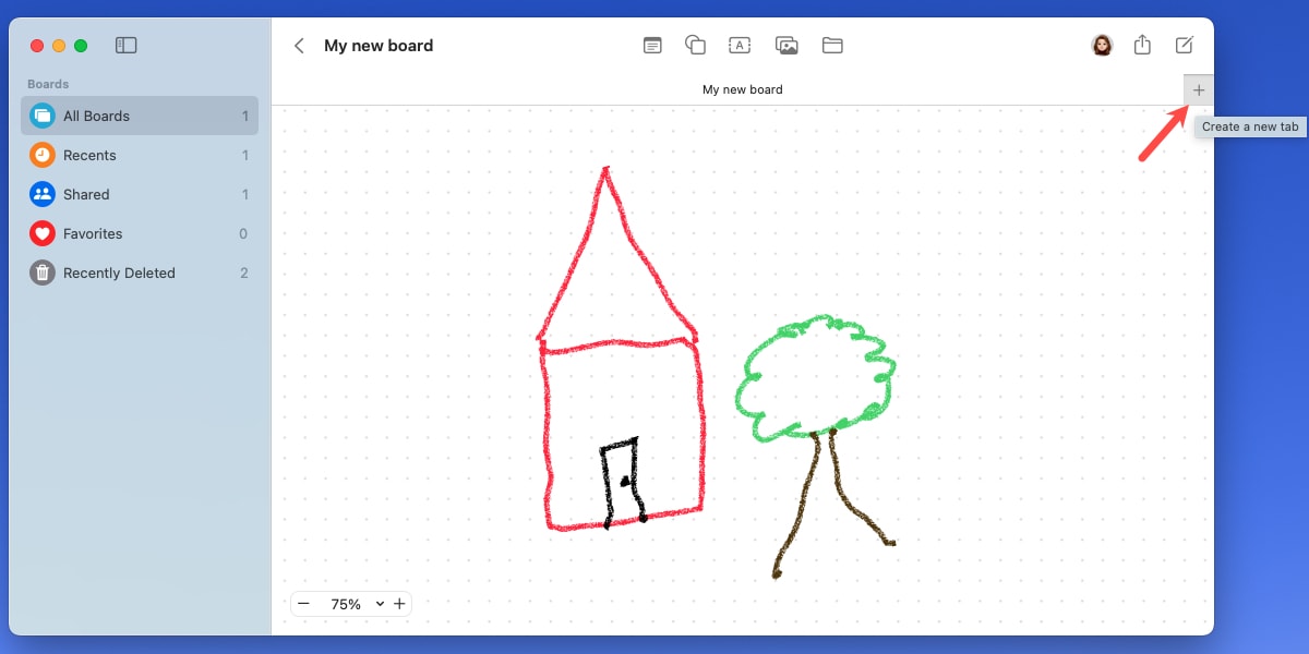 Create a Tab using the Freeform tab bar on Mac