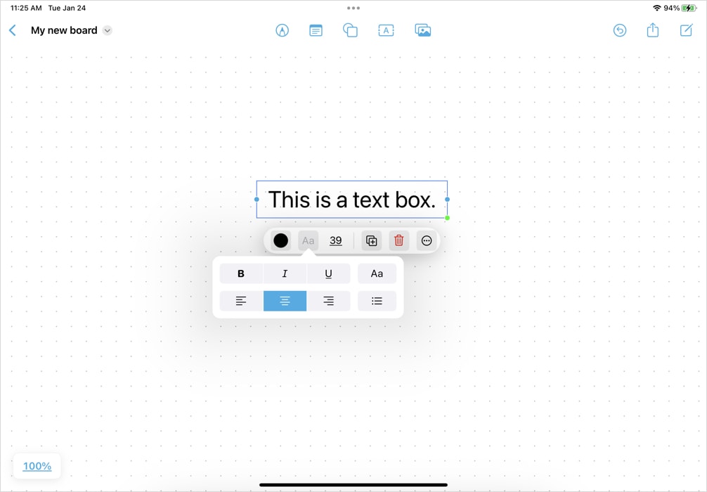 Text Box format options