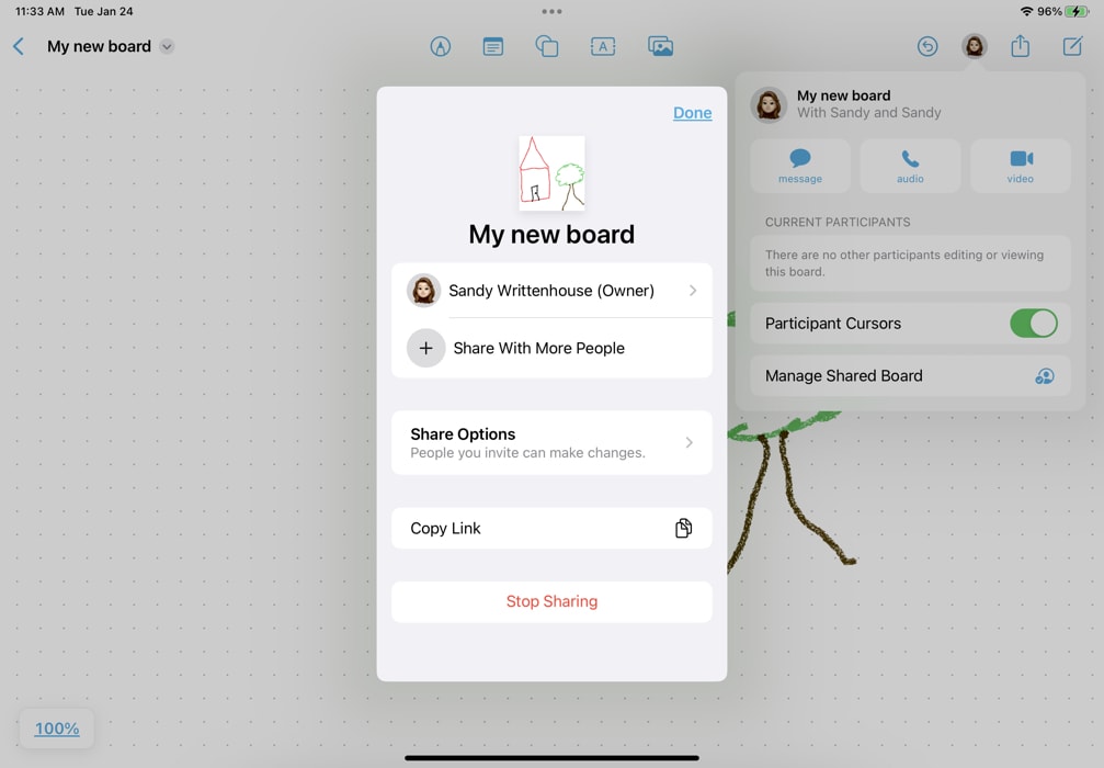 Shared board settings